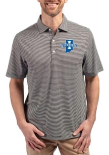 Cutter and Buck Indiana State Sycamores Mens Black Forge Double Stripe Short Sleeve Polo