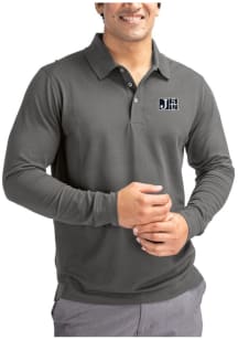 Cutter and Buck Jackson State Tigers Grey Advantage Pique Long Sleeve Big and Tall Polo