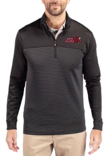Cutter and Buck Jacksonville State Gamecocks Mens Black Traverse Stripe Big and Tall Qtr Zip