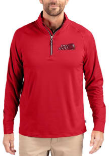 Cutter and Buck Jacksonville State Gamecocks Mens Red Adapt Eco Big and Tall Qtr Zip
