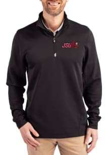 Cutter and Buck Jacksonville State Gamecocks Mens Black Traverse Long Sleeve Qtr Zip Pullover