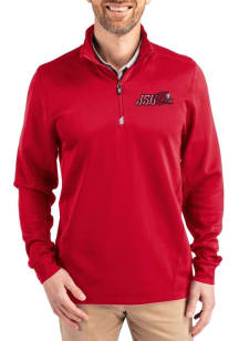 Cutter and Buck Jacksonville State Gamecocks Mens Red Traverse Long Sleeve Qtr Zip Pullover