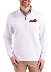Cutter and Buck Jacksonville State Gamecocks Mens White Traverse Long Sleeve Qtr Zip Pullover