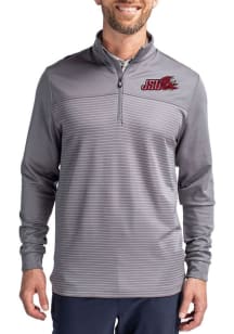 Cutter and Buck Jacksonville State Gamecocks Mens Grey Traverse Stripe Long Sleeve Qtr Zip Pullove..