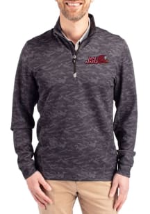 Cutter and Buck Jacksonville State Gamecocks Mens Black Traverse Camo Long Sleeve Qtr Zip Pullover