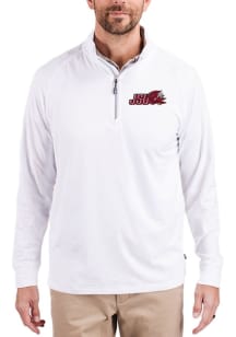 Cutter and Buck Jacksonville State Gamecocks Mens White Adapt Eco Knit Long Sleeve Qtr Zip Pullove..