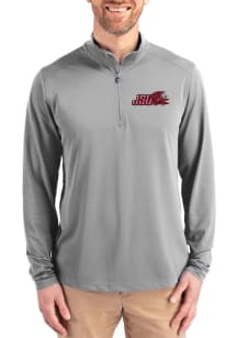 Cutter and Buck Jacksonville State Gamecocks Mens Grey Virtue Eco Pique Long Sleeve Qtr Zip Pullov..