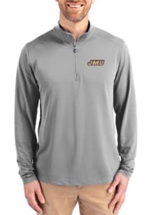 Cutter and Buck James Madison Dukes Mens Grey Virtue Eco Pique Big and Tall Qtr Zip