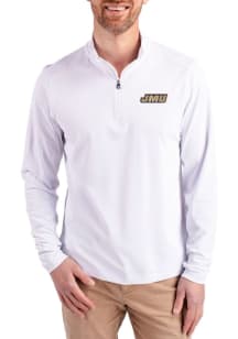 Cutter and Buck James Madison Dukes Mens White Virtue Eco Pique Big and Tall Qtr Zip