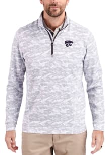 Cutter and Buck K-State Wildcats Mens Charcoal Traverse Camo Big and Tall Qtr Zip