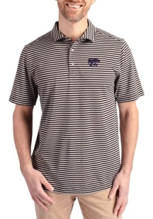 Cutter and Buck K-State Wildcats Black Virtue Eco Pique Stripe Big and Tall Polo