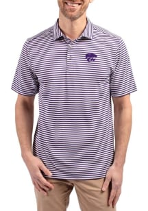 Cutter and Buck K-State Wildcats Purple Virtue Eco Pique Stripe Big and Tall Polo