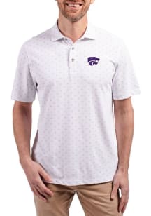 Cutter and Buck K-State Wildcats White Virtue Eco Pique Tile Big and Tall Polo