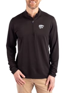 Cutter and Buck K-State Wildcats Mens Black Virtue Eco Pique Big and Tall Qtr Zip