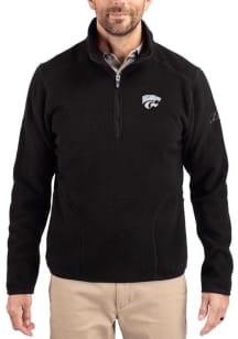 Cutter and Buck K-State Wildcats Mens Black Cascade Sherpa Big and Tall Qtr Zip