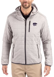 Cutter and Buck K-State Wildcats Mens Grey Rainier PrimaLoft Hooded Filled Jacket