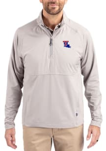 Cutter and Buck Louisiana Tech Bulldogs Mens Grey Adapt Eco Hybrid Long Sleeve Qtr Zip Pullover