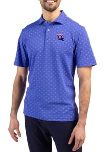 Cutter and Buck Louisiana Tech Bulldogs Mens Blue Virtue Eco Pique Tile Short Sleeve Polo