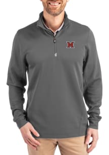 Cutter and Buck Miami RedHawks Mens Grey Traverse Big and Tall Qtr Zip