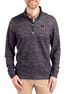 Cutter and Buck Miami RedHawks Mens Black Traverse Camo Big and Tall Qtr Zip