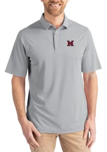 Cutter and Buck Miami RedHawks Grey Virtue Eco Pique Big and Tall Polo
