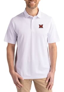 Cutter and Buck Miami RedHawks White Virtue Eco Pique Big and Tall Polo