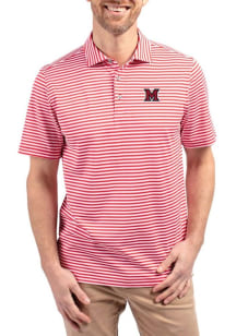 Cutter and Buck Miami RedHawks Red Virtue Eco Pique Stripe Big and Tall Polo