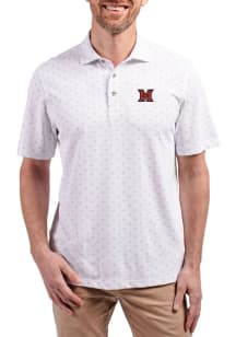 Cutter and Buck Miami RedHawks White Virtue Eco Pique Tile Big and Tall Polo