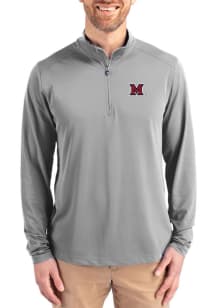 Cutter and Buck Miami RedHawks Mens Grey Virtue Eco Pique Big and Tall Qtr Zip