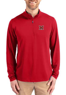 Cutter and Buck Miami RedHawks Mens Red Virtue Eco Pique Big and Tall Qtr Zip
