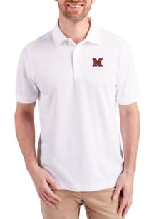 Cutter and Buck Miami RedHawks White Advantage Pique Big and Tall Polo
