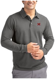 Cutter and Buck Miami RedHawks Grey Advantage Pique Long Sleeve Big and Tall Polo