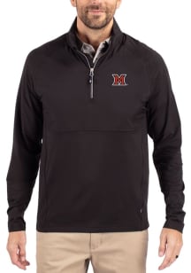 Cutter and Buck Miami RedHawks Mens Black Adapt Eco Hybrid Long Sleeve Qtr Zip Pullover
