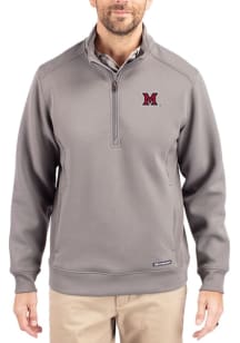 Cutter and Buck Miami RedHawks Mens Grey Roam Long Sleeve Qtr Zip Pullover