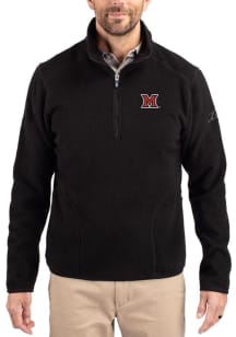 Cutter and Buck Miami RedHawks Mens Black Cascade Sherpa Long Sleeve Qtr Zip Pullover