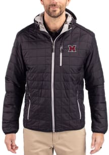 Cutter and Buck Miami RedHawks Mens Black Rainier PrimaLoft Hooded Filled Jacket