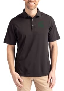 Cutter and Buck Michigan State Spartans Black Virtue Eco Pique Big and Tall Polo