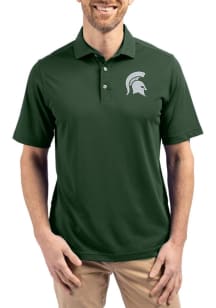 Cutter and Buck Michigan State Spartans Green Virtue Eco Pique Big and Tall Polo