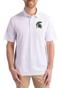 Cutter and Buck Michigan State Spartans White Virtue Eco Pique Big and Tall Polo