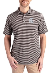 Cutter and Buck Michigan State Spartans Black Virtue Eco Pique Stripe Big and Tall Polo