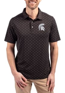 Cutter and Buck Michigan State Spartans Black Virtue Eco Pique Tile Big and Tall Polo