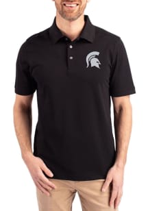 Cutter and Buck Michigan State Spartans Black Advantage Pique Big and Tall Polo
