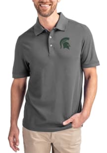 Cutter and Buck Michigan State Spartans Grey Advantage Pique Big and Tall Polo