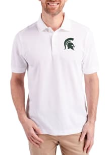 Cutter and Buck Michigan State Spartans White Advantage Pique Big and Tall Polo