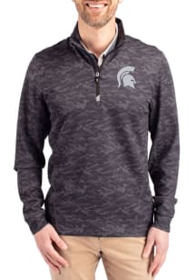Cutter and Buck Michigan State Spartans Mens Black Traverse Camo Long Sleeve Qtr Zip Pullover