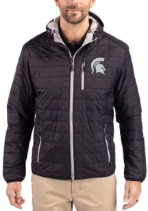 Cutter and Buck Michigan State Spartans Mens Black Rainier PrimaLoft Hooded Filled Jacket