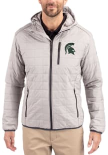 Cutter and Buck Michigan State Spartans Mens Grey Rainier PrimaLoft Hooded Filled Jacket