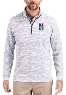 Cutter and Buck Northwestern Wildcats Mens Charcoal Traverse Camo Big and Tall Qtr Zip