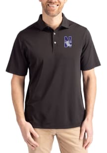 Cutter and Buck Northwestern Wildcats Black Virtue Eco Pique Big and Tall Polo