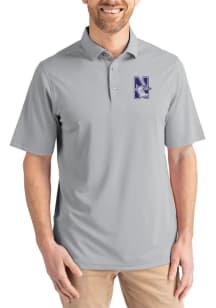 Cutter and Buck Northwestern Wildcats Grey Virtue Eco Pique Big and Tall Polo